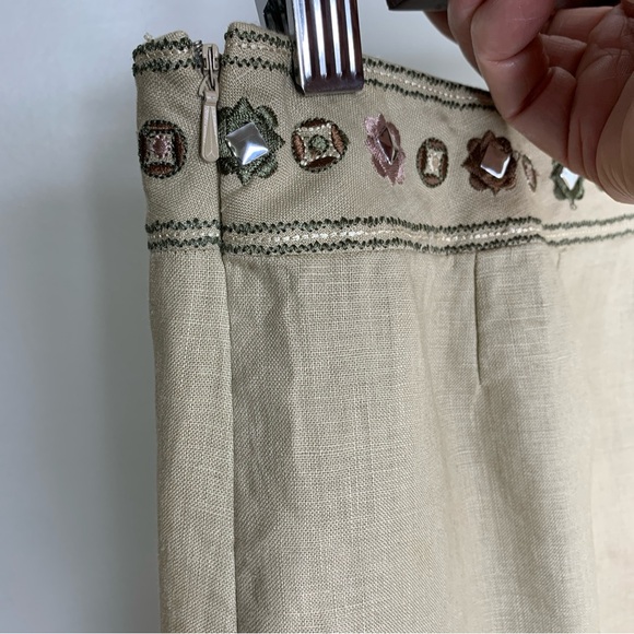 Martha B Size 4 Linen Short Skirt Southwest & Stud Accents Tassel Waist Tie New - Picture 9 of 10